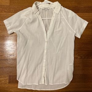 Madewell white button up short sleeve shirt.